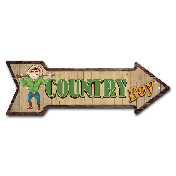 Signmission Country Boy Arrow Sign Funny Home Decor 24in Wide P-ARROW8-999901 - main